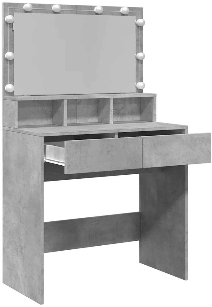 Kosmetinis staliukas su LED, betono pilkas, 80x41x134,5cm