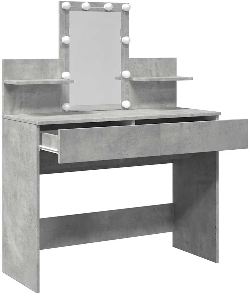 Kosmetinis staliukas su LED, betono pilkas, 100x40x130cm