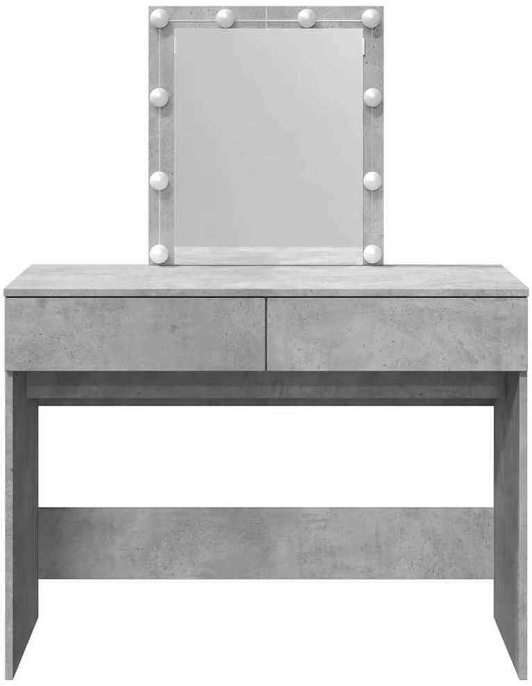 Kosmetinis staliukas su LED, betono pilkas, 100x40x130cm