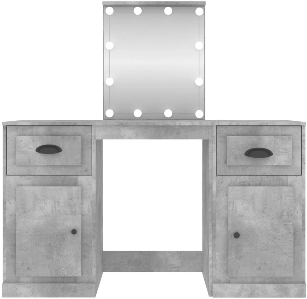 Kosmetinis staliukas su LED, betono pilkas, 130x50x132,5cm