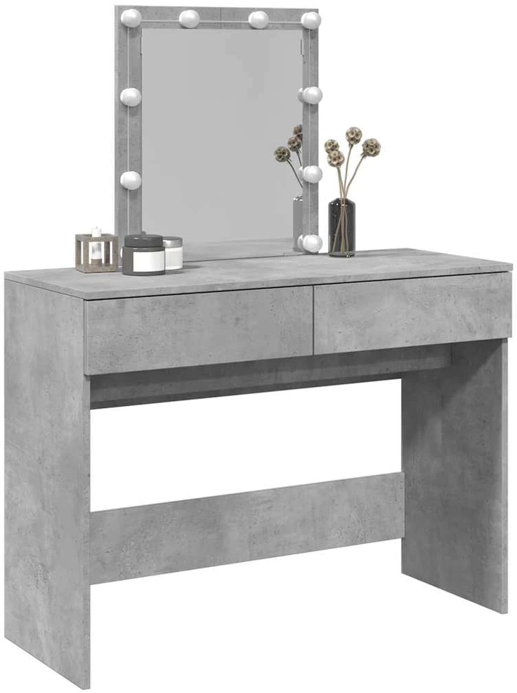 Kosmetinis staliukas su LED, betono pilkas, 100x40x130cm