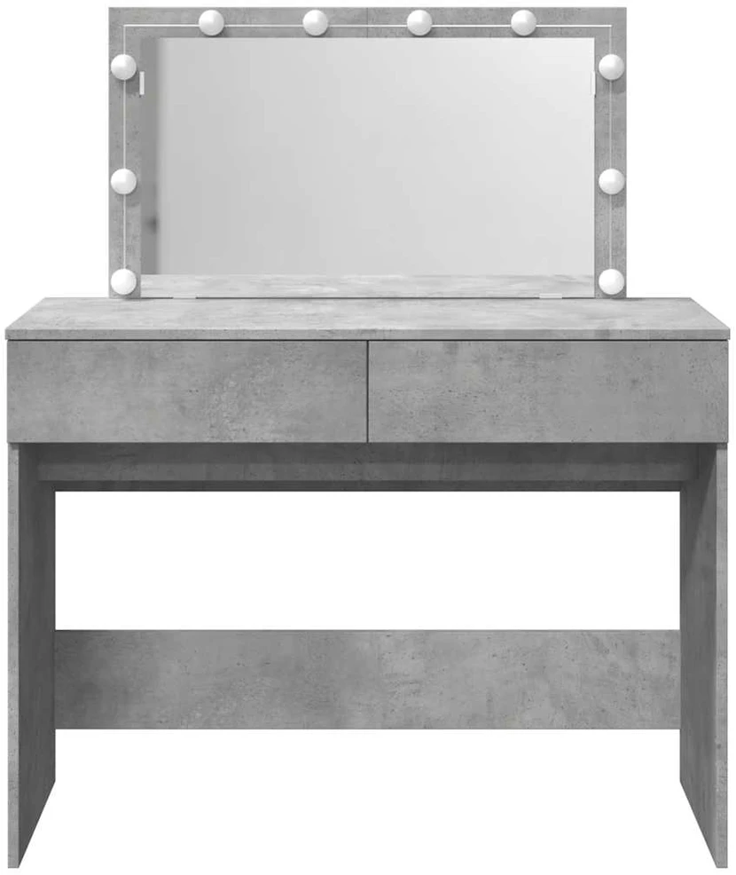 Kosmetinis staliukas su LED, betono pilkas, 100x40x120cm