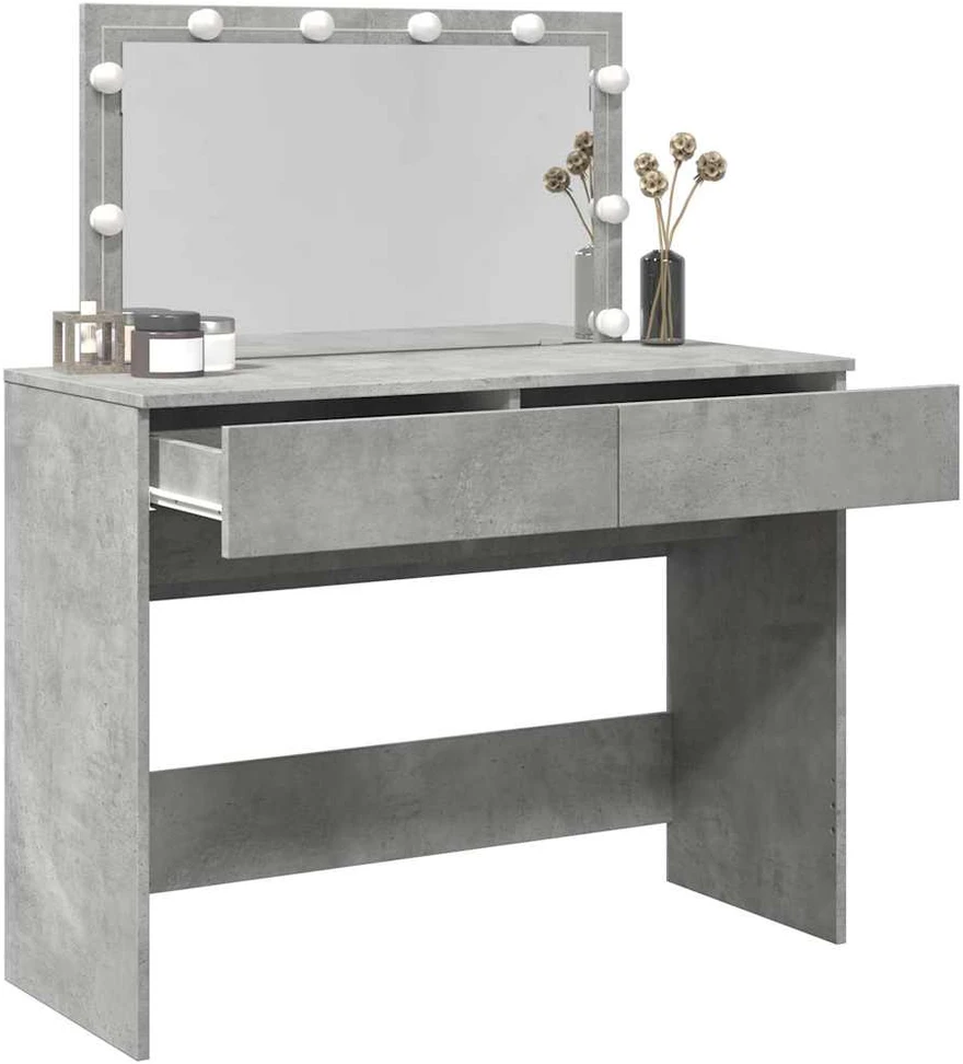 Kosmetinis staliukas su LED, betono pilkas, 100x40x120cm