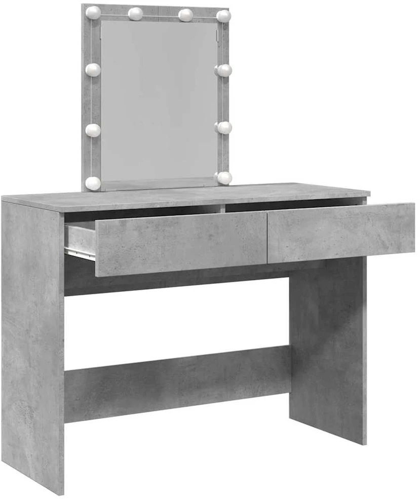 Kosmetinis staliukas su LED, betono pilkas, 100x40x130cm