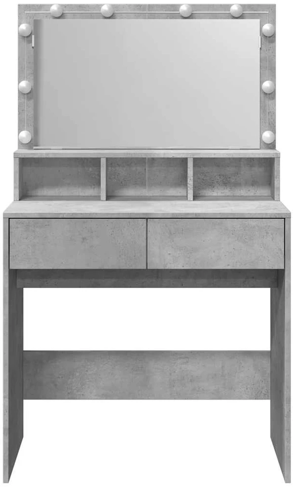 Kosmetinis staliukas su LED, betono pilkas, 80x41x134,5cm