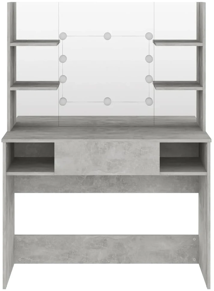 Kosmetinis staliukas su LED, betono pilkas, 100x40x135cm, MDF