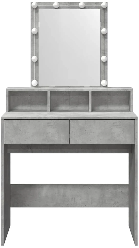 Kosmetinis staliukas su LED, betono pilkas, 80x41x144,5cm