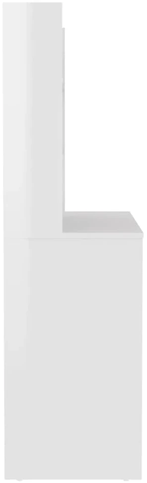 Kosmetinis staliukas su LED, blizgus baltas, 100x40x135cm, MDF