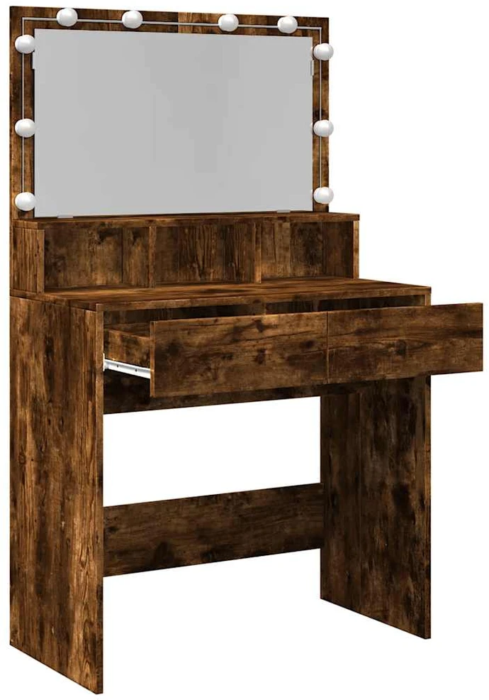 Kosmetinis staliukas su LED, dūminio ąžuolo, 80x41x134,5cm