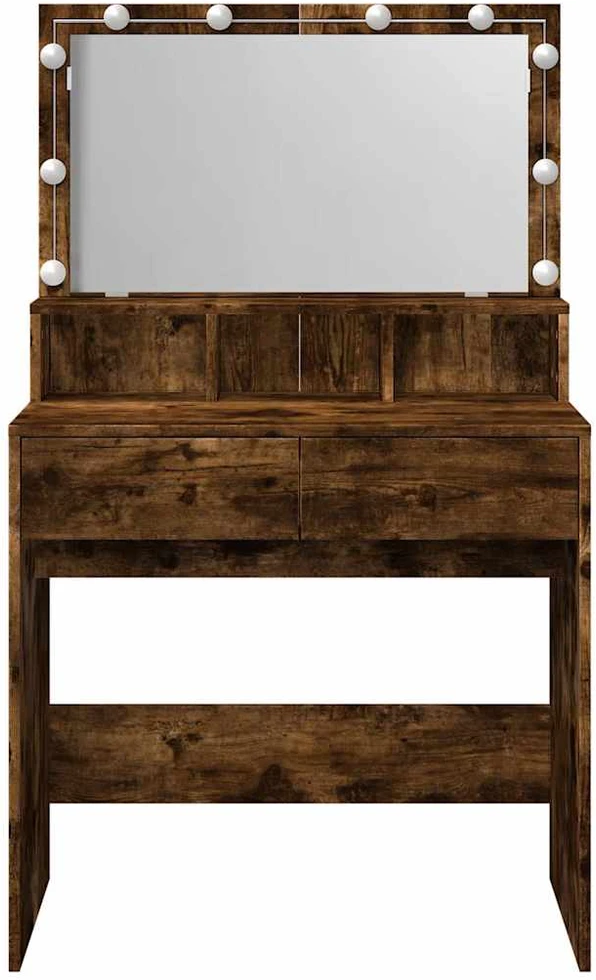 Kosmetinis staliukas su LED, dūminio ąžuolo, 80x41x134,5cm