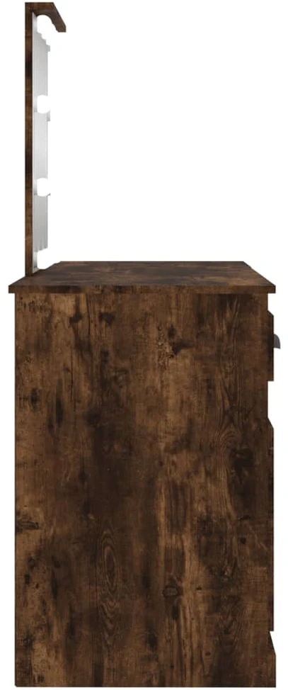 Kosmetinis staliukas su LED, dūminio ąžuolo, 130x50x132,5cm