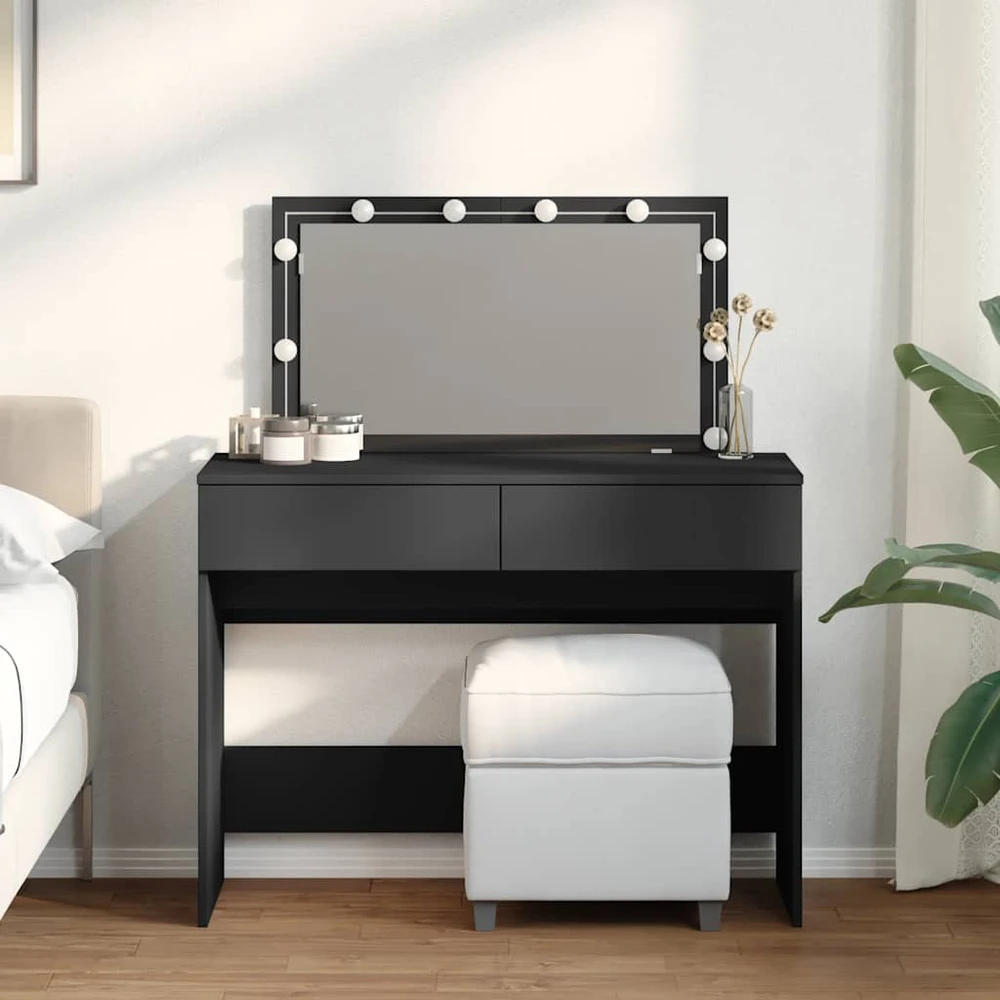 Kosmetinis staliukas su LED, juodos spalvos, 100x40x120cm