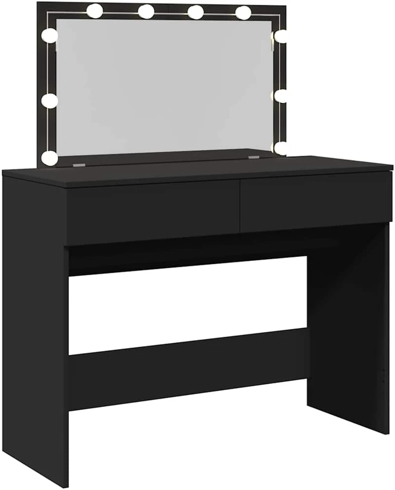 Kosmetinis staliukas su LED, juodos spalvos, 100x40x120cm