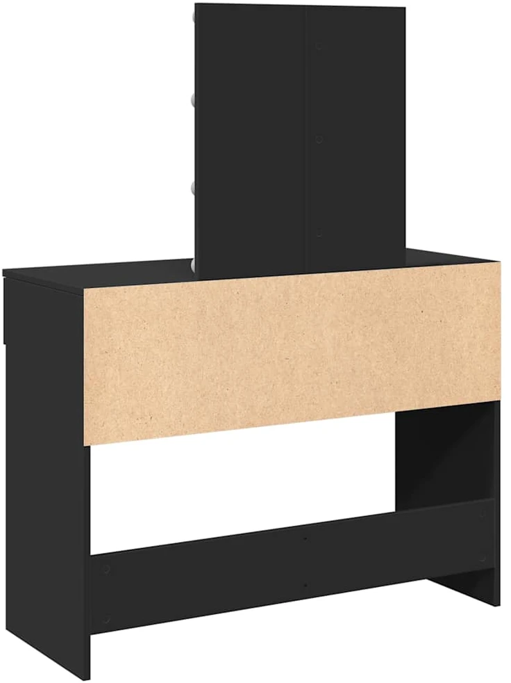 Kosmetinis staliukas su LED, juodos spalvos, 100x40x130cm