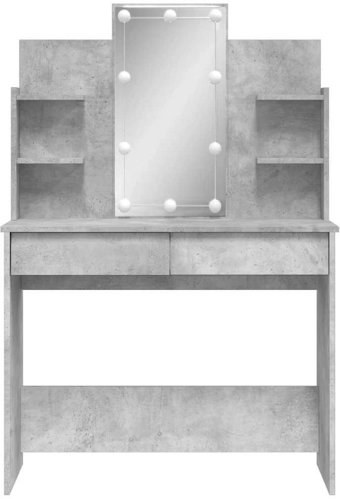 Kosmetinis staliukas su LED lemputėmis, betono, 96x40x142cm