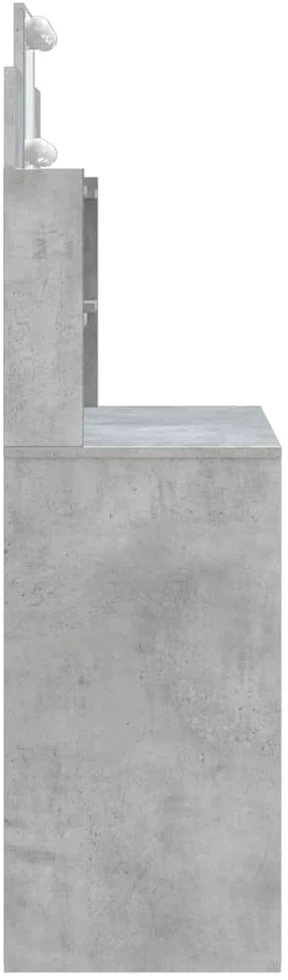 Kosmetinis staliukas su LED lemputėmis, betono, 96x40x142cm