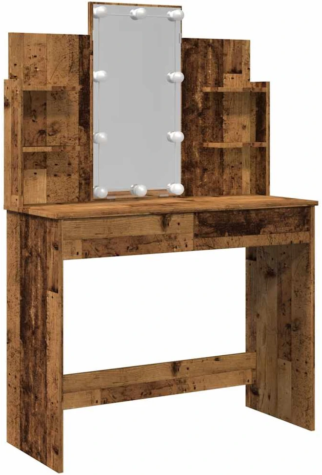 Kosmetinis staliukas su LED lemputėmis, medienos, 96x40x142cm