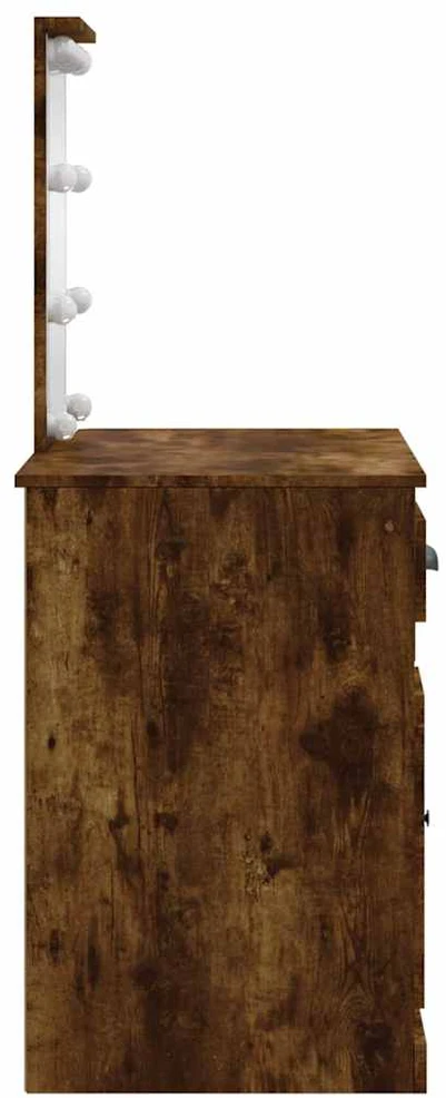 Kosmetinis staliukas su LED lemputėmis, dūminis, 90x42x132,5cm