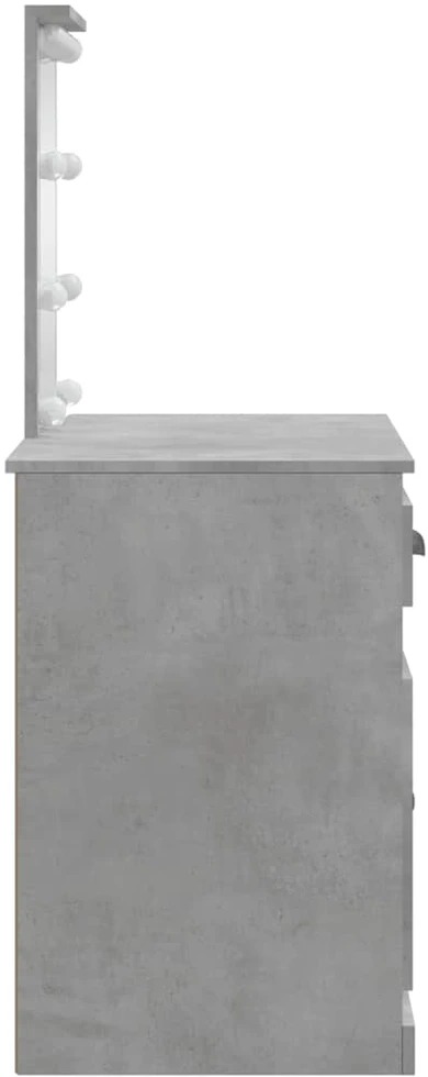 Kosmetinis staliukas su LED lemputėmis, betono, 90x42x132,5cm