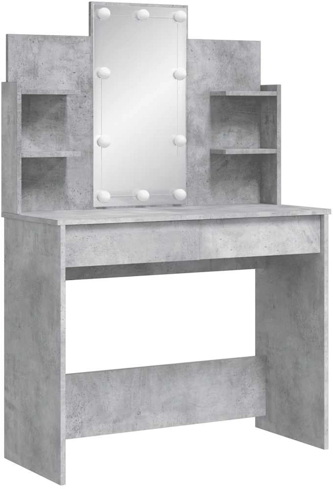 Kosmetinis staliukas su LED lemputėmis, betono, 96x40x142cm