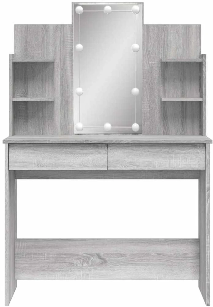 Kosmetinis staliukas su LED lemputėmis, pilkas, 96x40x142cm