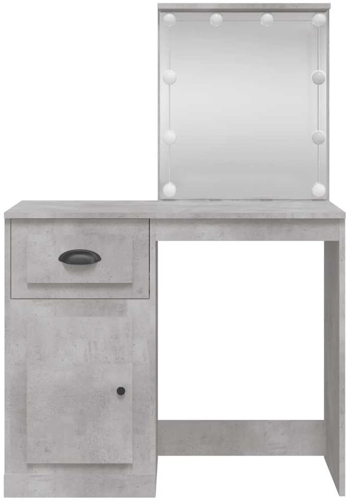 Kosmetinis staliukas su LED lemputėmis, betono, 90x42x132,5cm