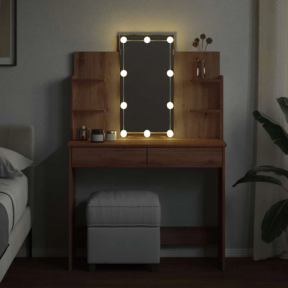 Kosmetinis staliukas su LED lemputėmis, artisano, 96x40x142cm