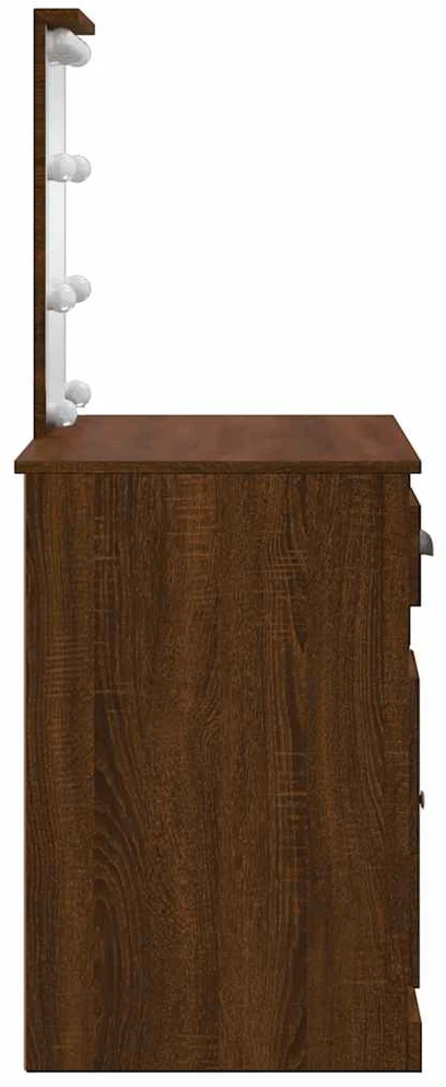 Kosmetinis staliukas su LED lemputėmis, rudas, 90x42x132,5cm