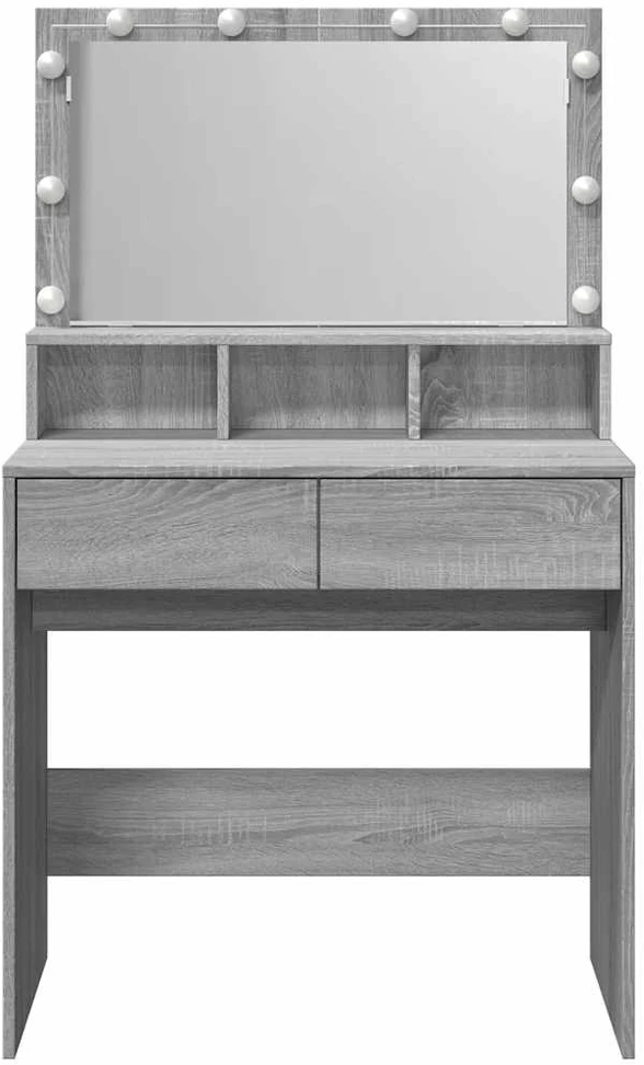 Kosmetinis staliukas su LED, pilkas ąžuolo, 80x41x134,5cm