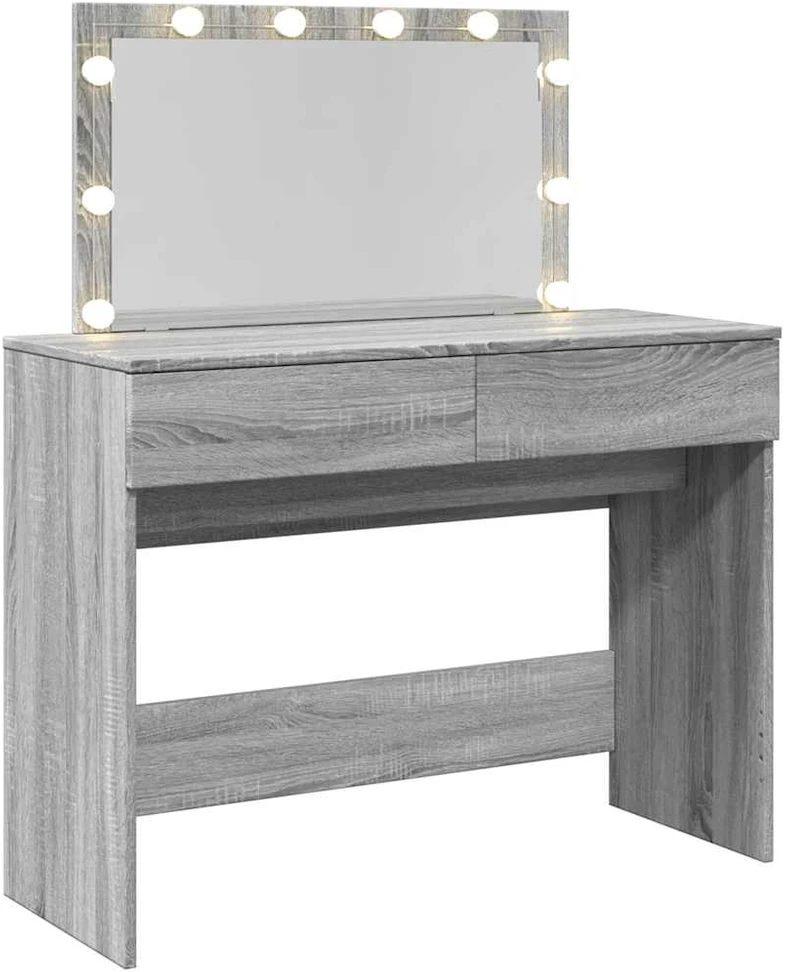 Kosmetinis staliukas su LED, pilkas ąžuolo, 100x40x120cm