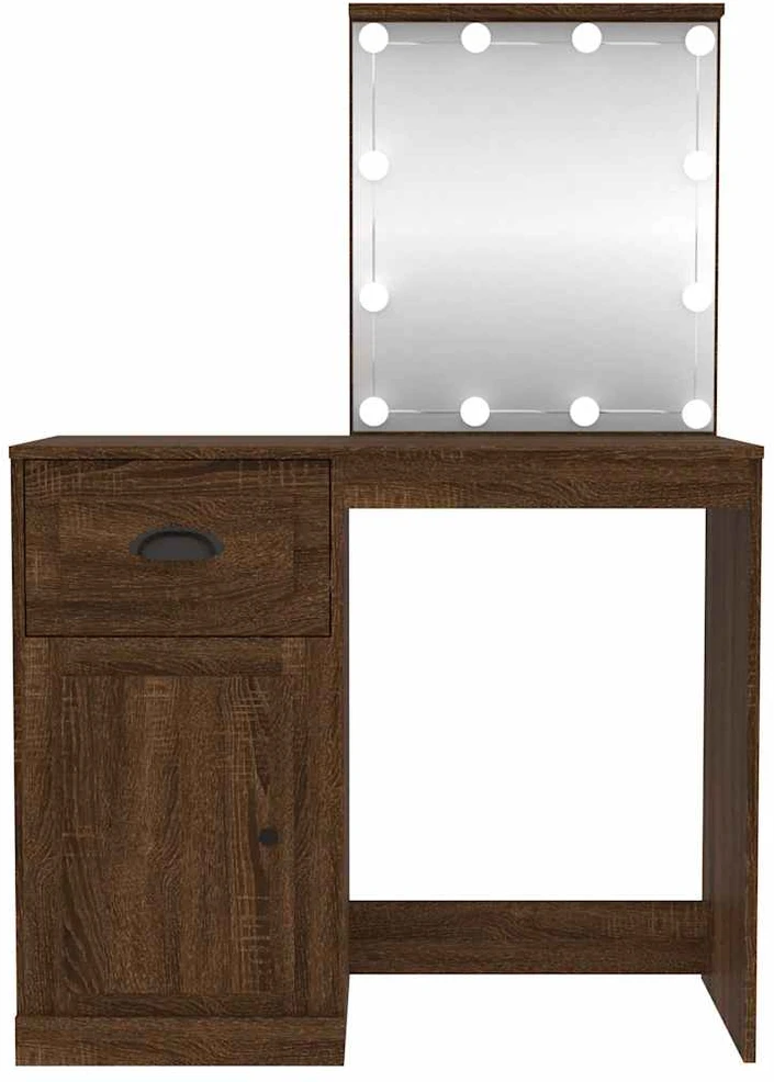 Kosmetinis staliukas su LED, rudas, 90x50x132,5cm, mediena