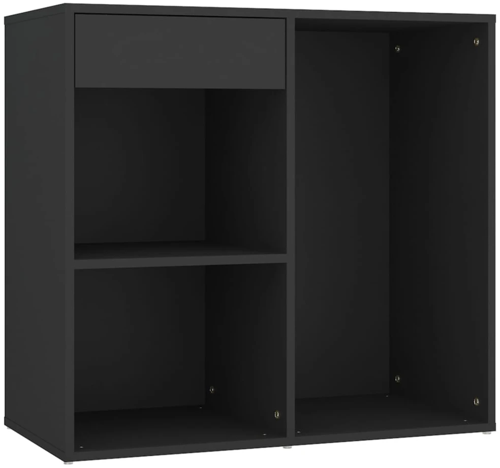 Kosmetinis staliukas su LED/spintelėmis, juodas, mediena
