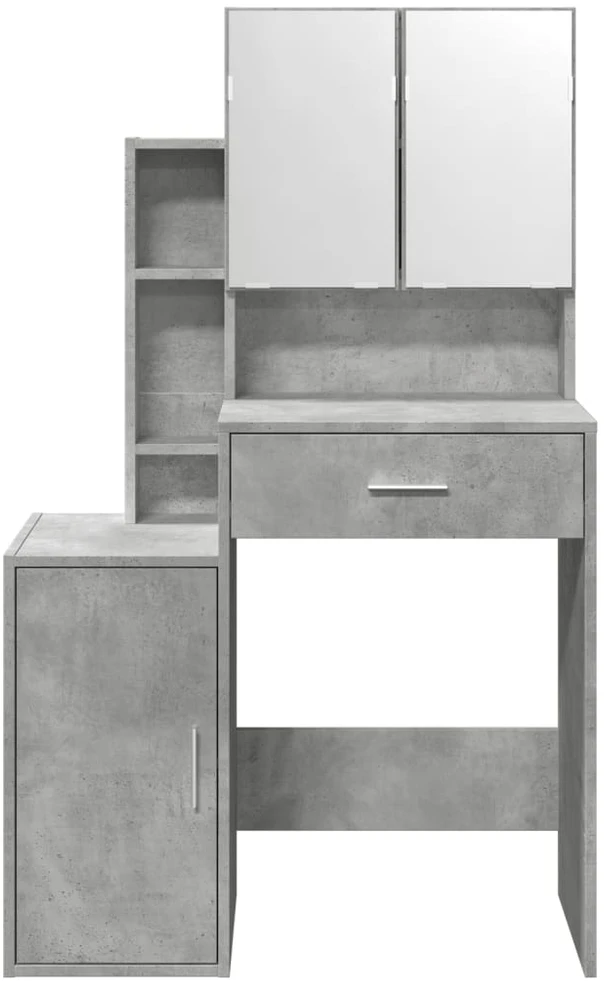 Kosmetinis staliukas su spintele, betono pilkas, 80x35x132cm