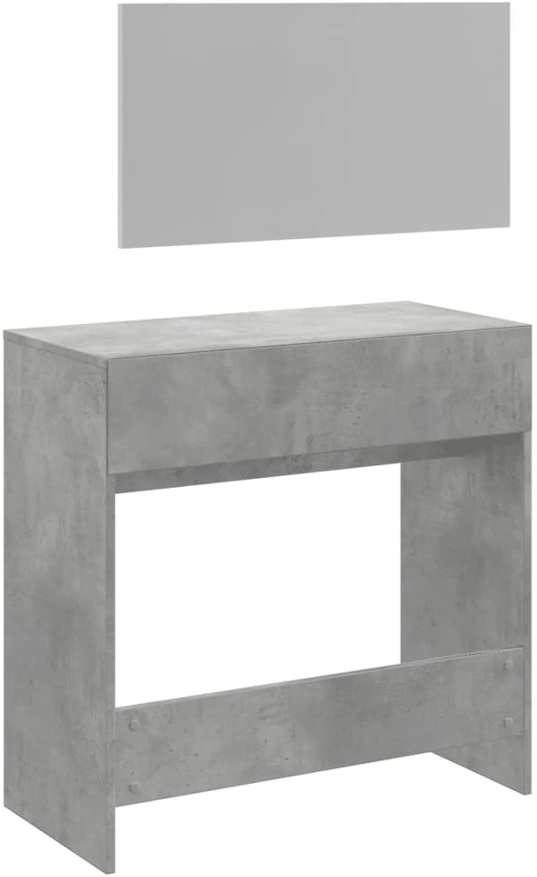 Kosmetinis staliukas su veidrodžiu, betono pilkas, 80x39x80cm