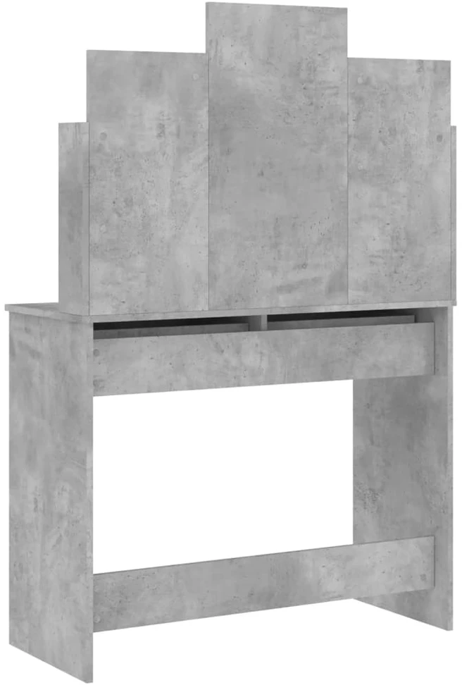 Kosmetinis staliukas su veidrodžiu, betono pilkas, 96x39x142cm