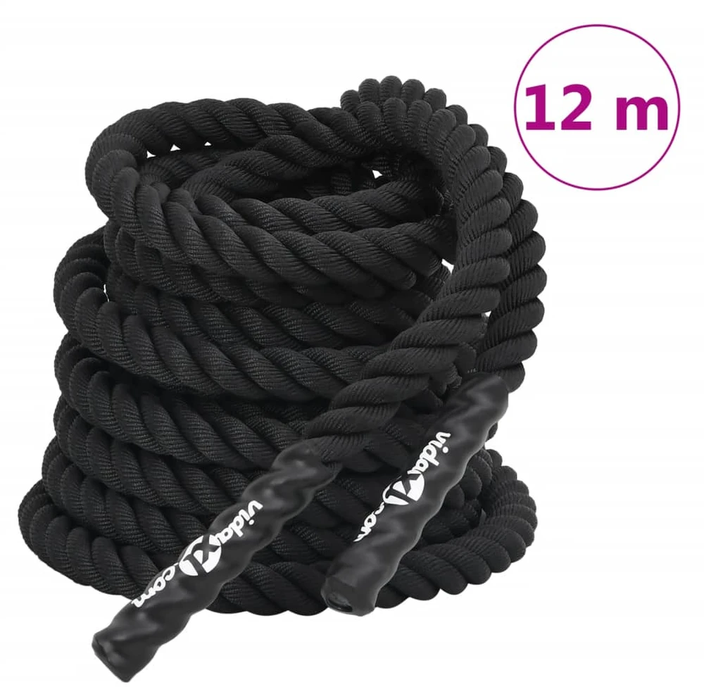Jėgos virvė, juodos spalvos, 12m, 9kg, poliesteris