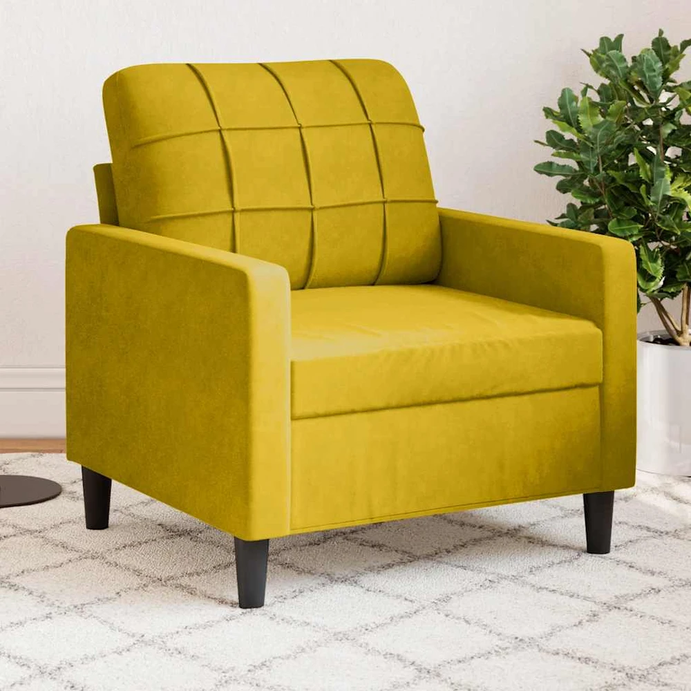 Sofa Krėslas, geltonos spalvos, 60cm, aksomas