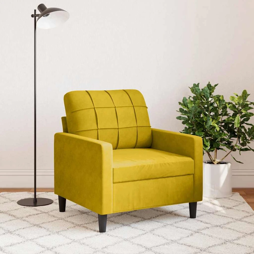 Sofa Krėslas, geltonos spalvos, 60cm, aksomas