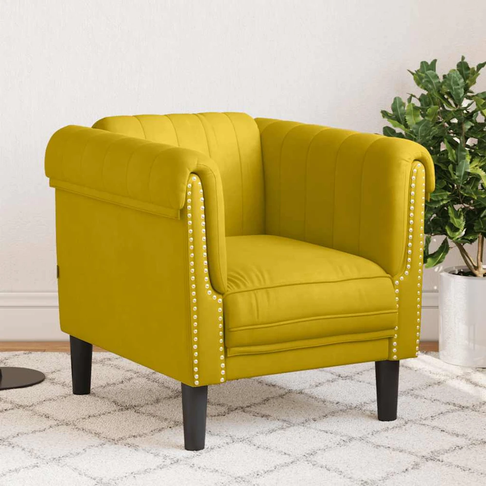 Sofa Krėslas, geltonos spalvos, aksomas