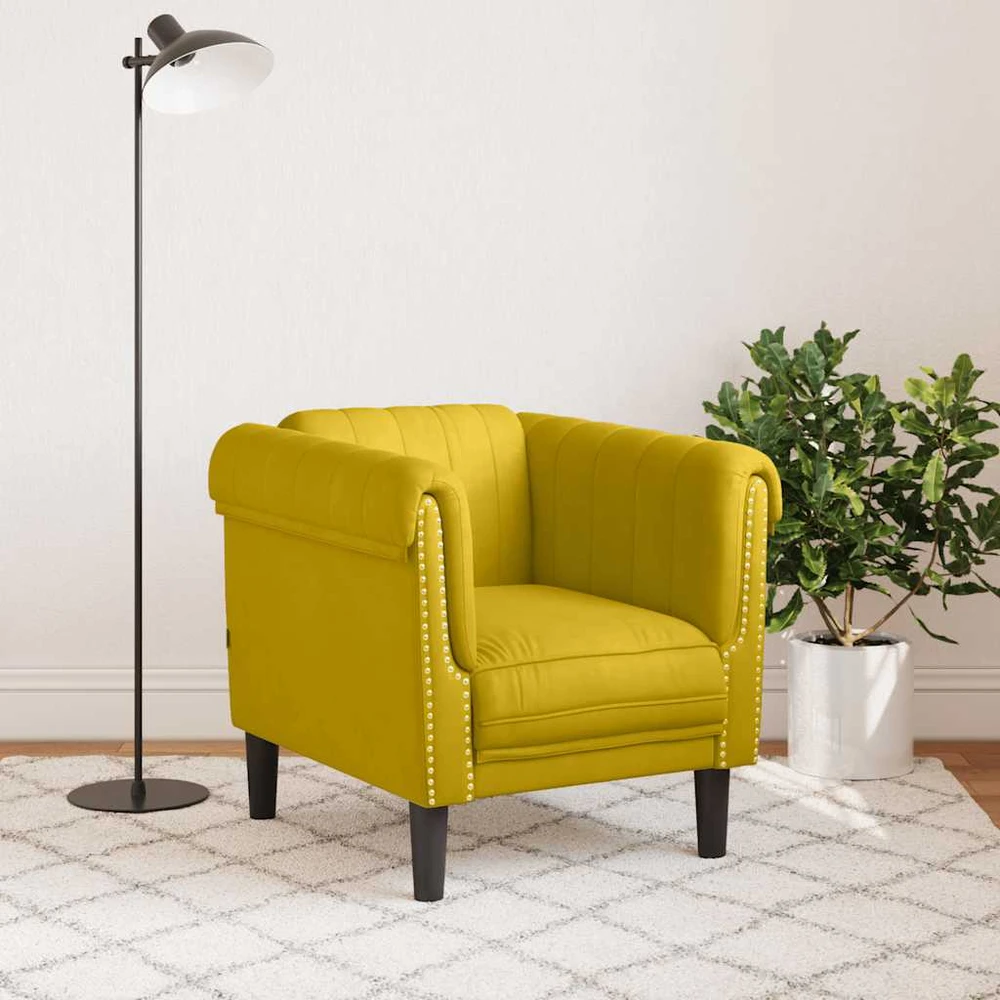 Sofa Krėslas, geltonos spalvos, aksomas