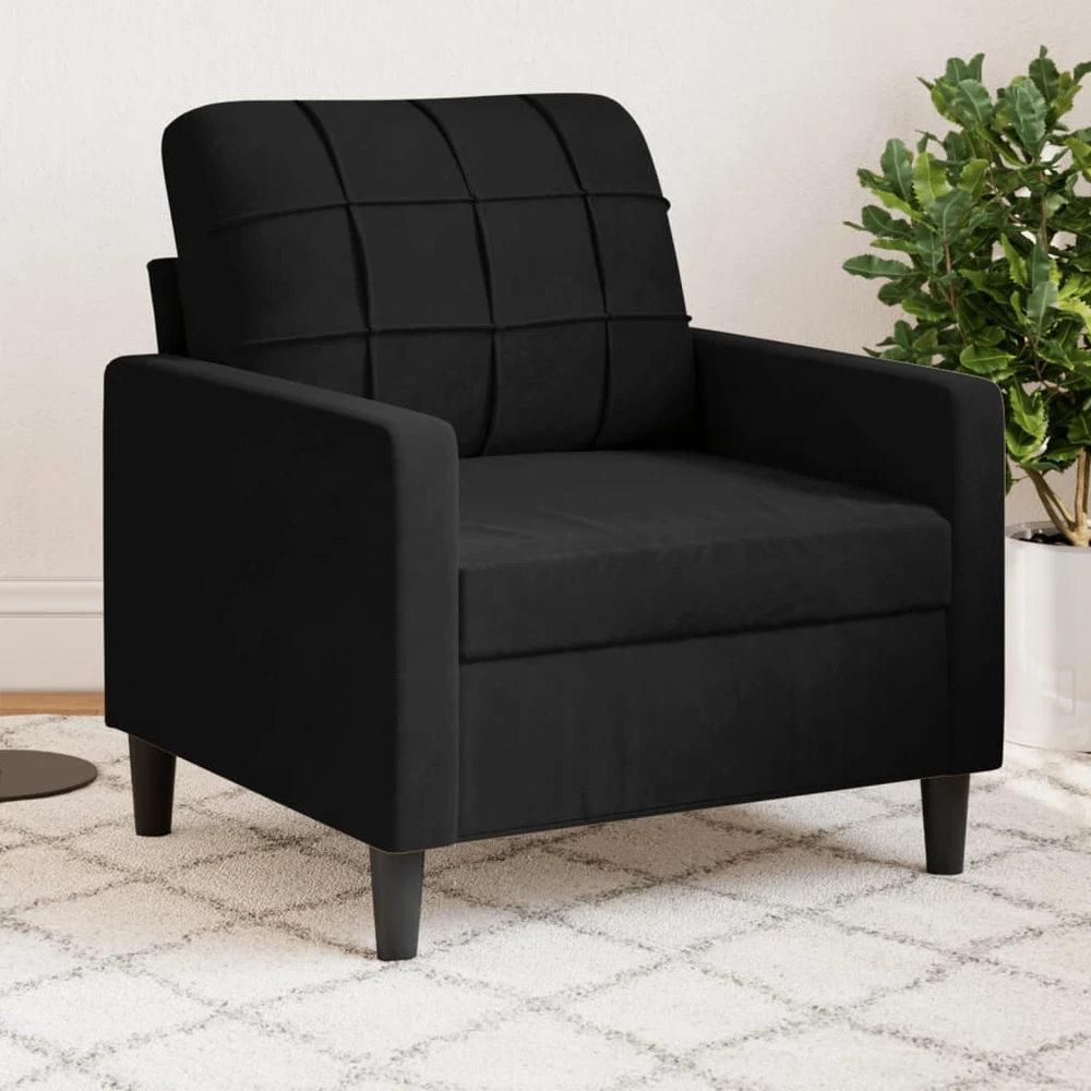 Sofa Krėslas, juodos spalvos, 60cm, aksomas