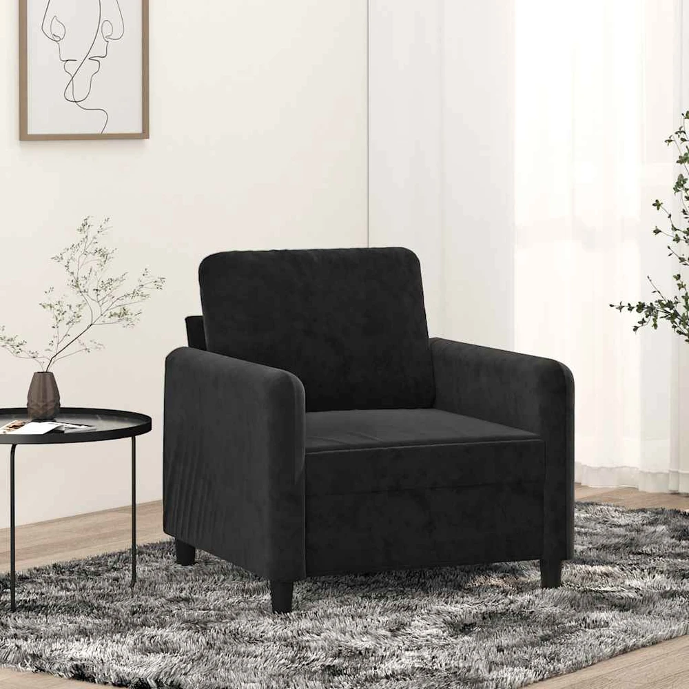 Sofa Krėslas, juodos spalvos, 60cm, aksomas