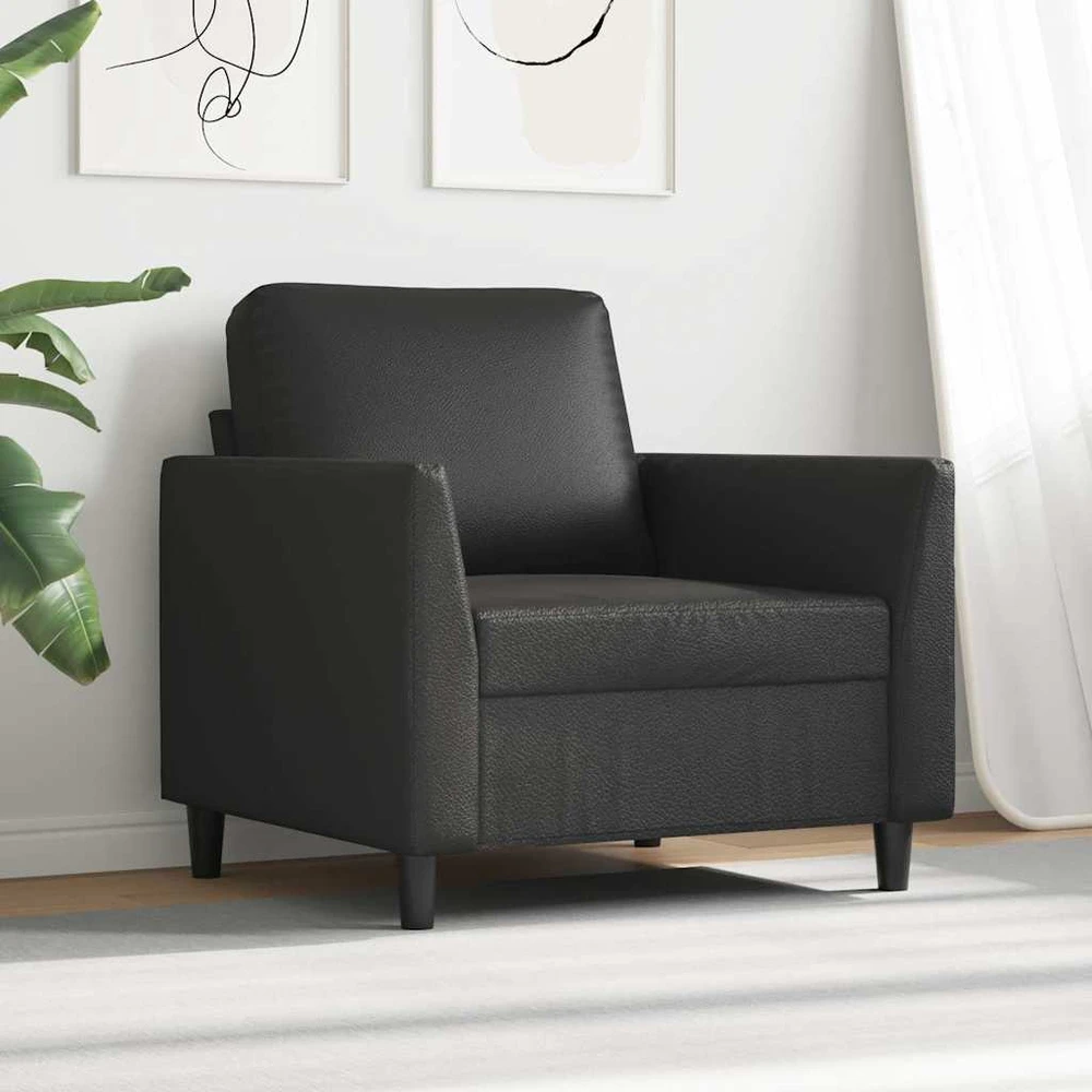 Sofa Krėslas, juodos spalvos, 60cm, dirbtinė oda