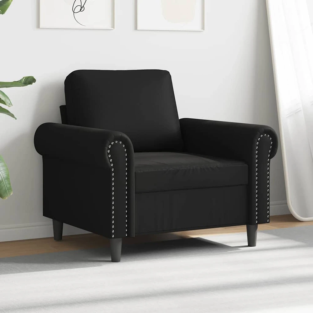 Fotelis Krėslas, juodos spalvos, 60cm, dirbtinė oda