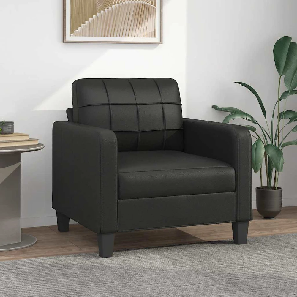 Sofa Krėslas, juodos spalvos, 60cm, dirbtinė oda