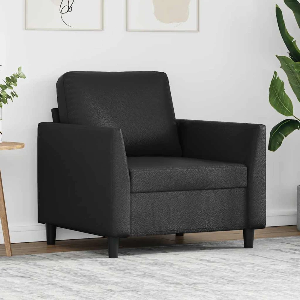 Sofa Krėslas, juodos spalvos, 60cm, dirbtinė oda