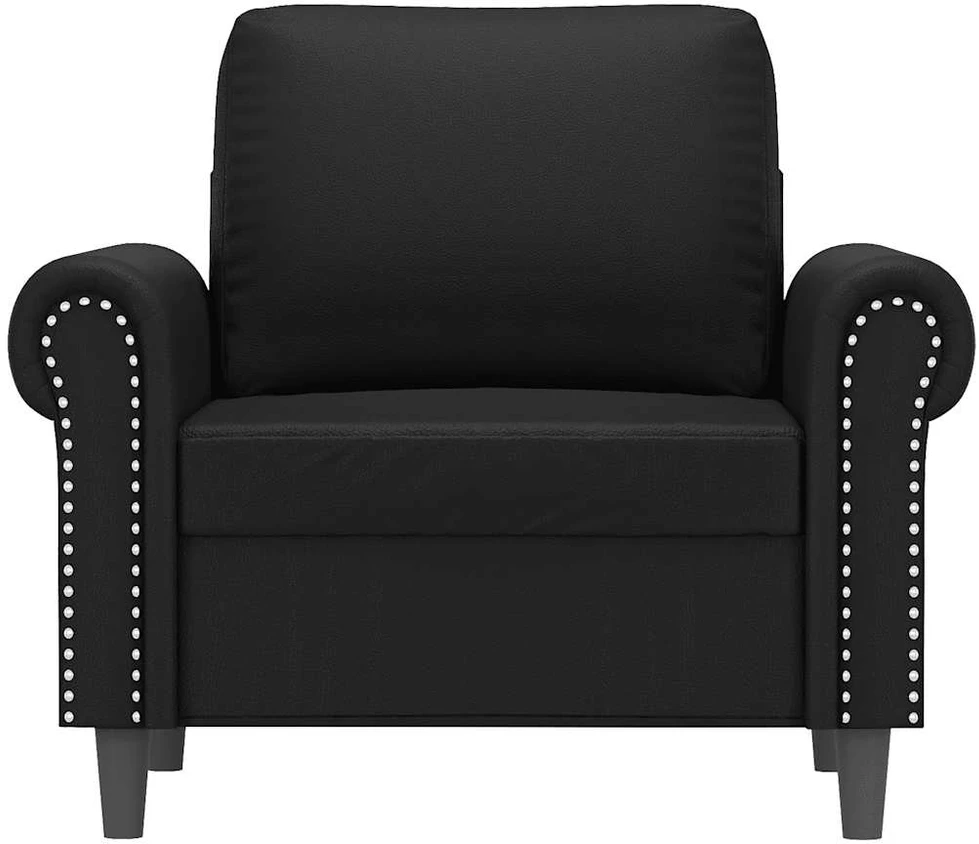 Fotelis Krėslas, juodos spalvos, 60cm, dirbtinė oda