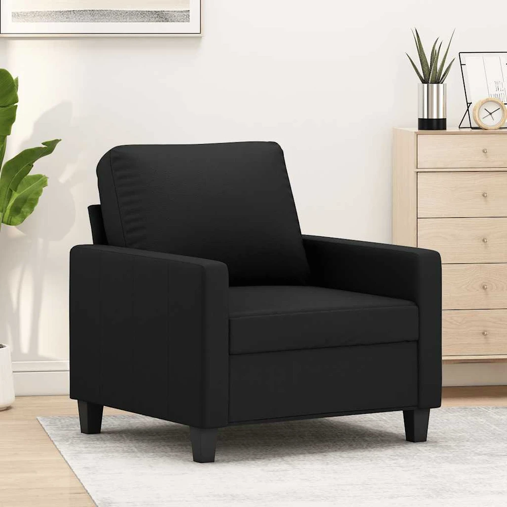 Sofa Krėslas, juodos spalvos, 60cm, dirbtinė oda