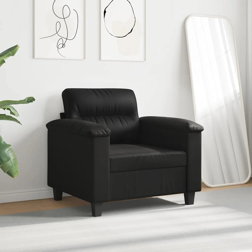Sofa Krėslas, juodos spalvos, 60cm, mikropluošto audinys