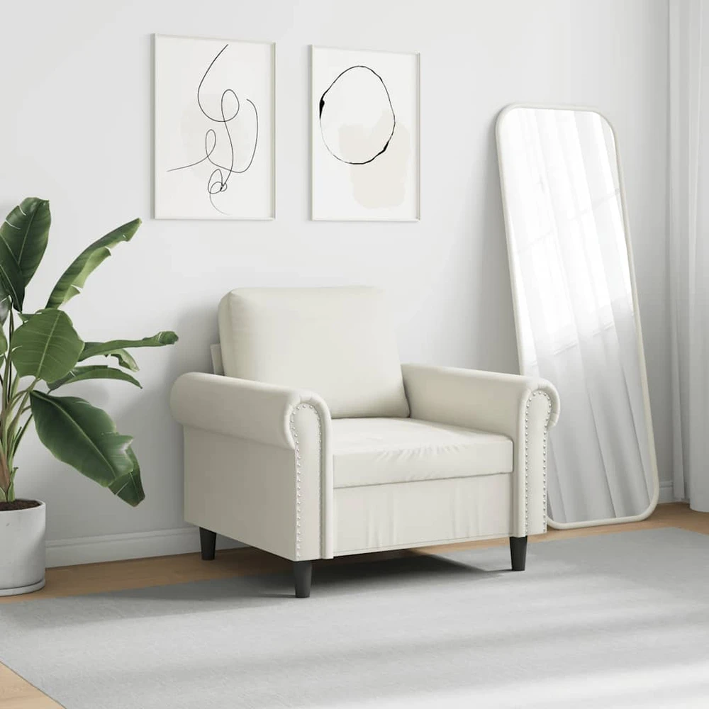Fotelis Krėslas, kreminės spalvos, 60cm, aksomas